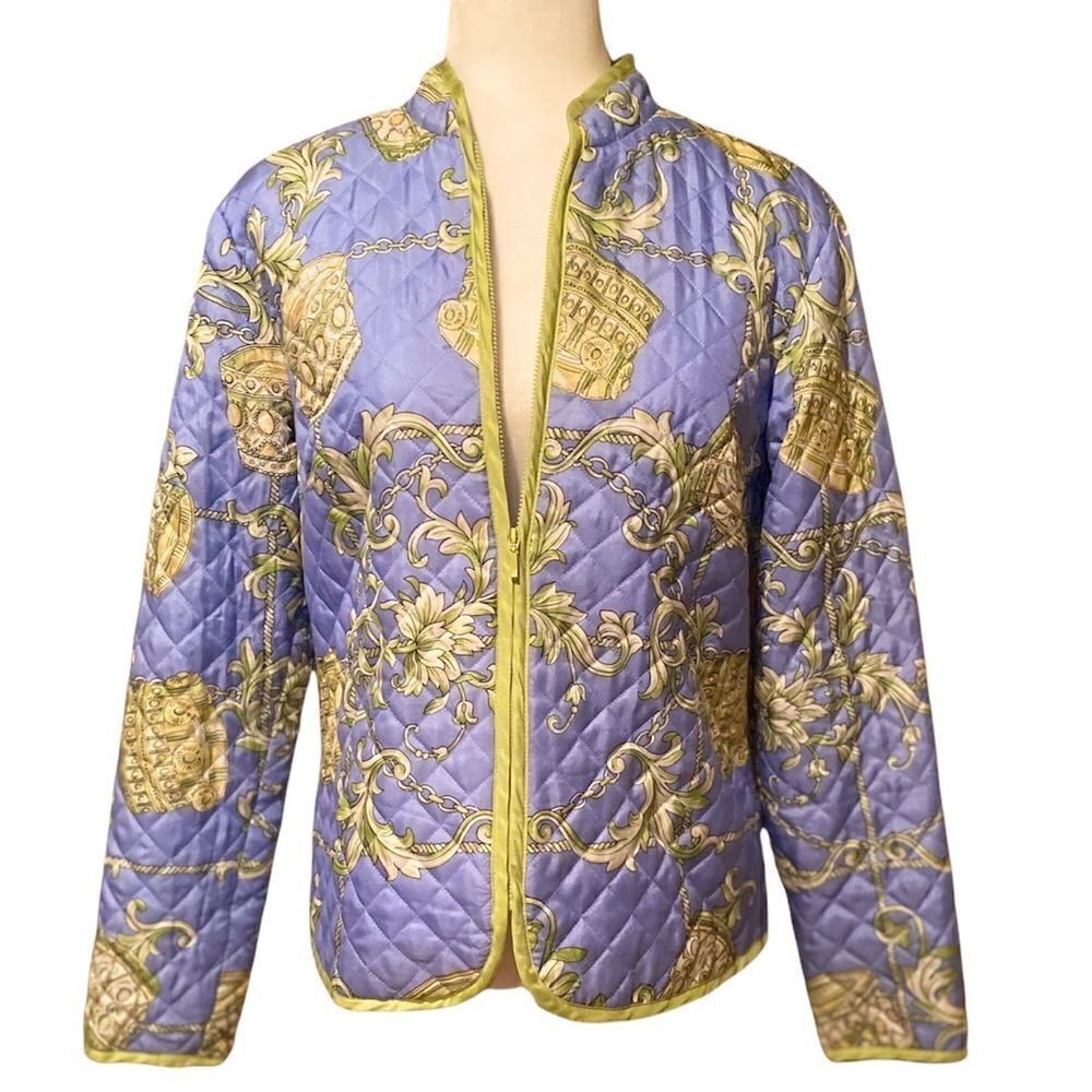Silkland 100% Silk Quilted Puffer  Zip Up Jacket Size Medium